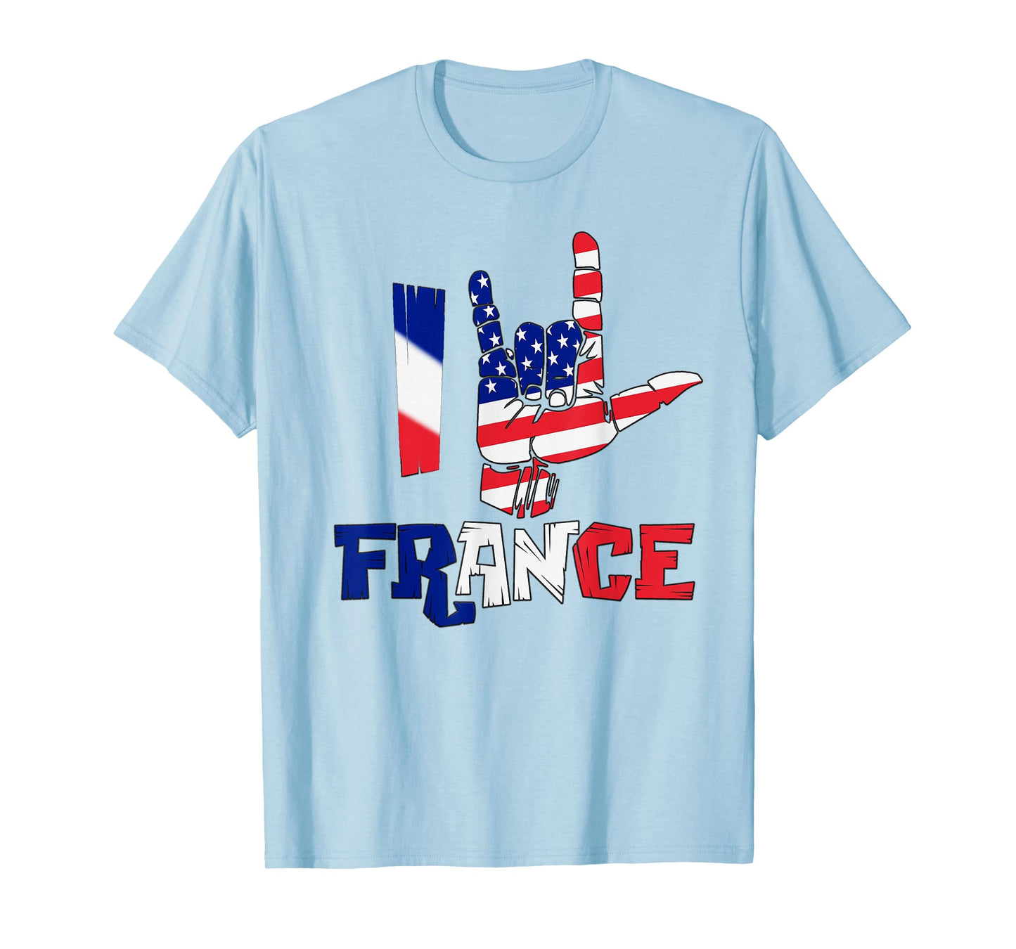 USA France Hand Sign Love Design, Patriotic Friendship T-Shirt