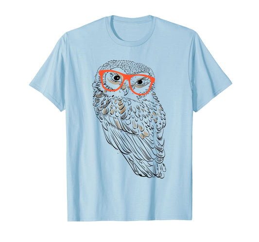 Cute Halloween Hipster Owl With Orange Glasses Funny Gift T-Shirt