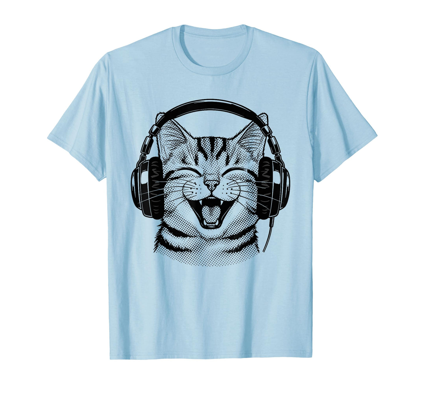 Cute Headphones Cat Funny Silly Music Cat Lover T-Shirt