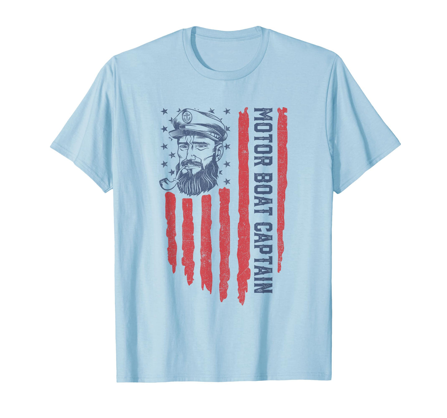Motor Boat Captain American Flag Pontoon Boating 4th of July T-Shirt