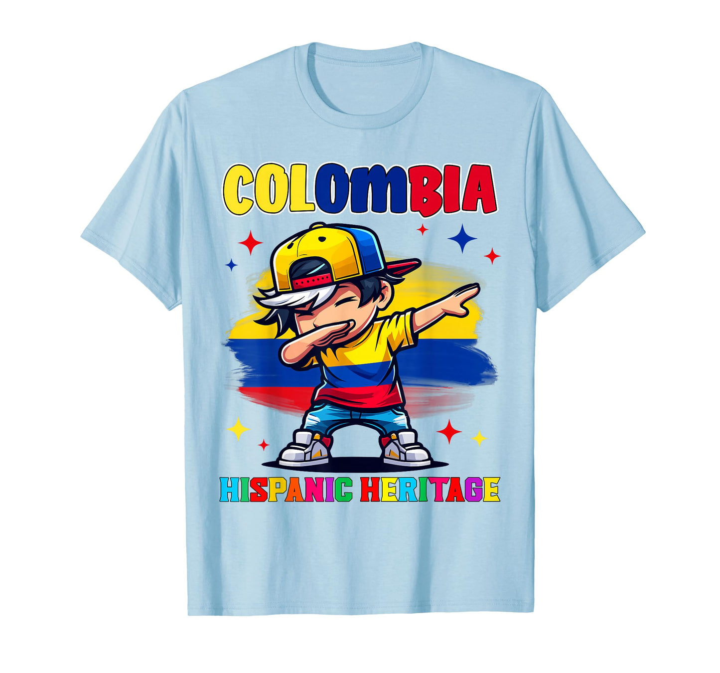 Colombia Dabbing Kid Hispanic Heritage Celebration for Kids T-Shirt