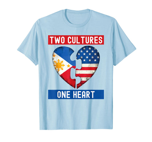 Half Filipino Half American USA Flag Filipino American T-Shirt