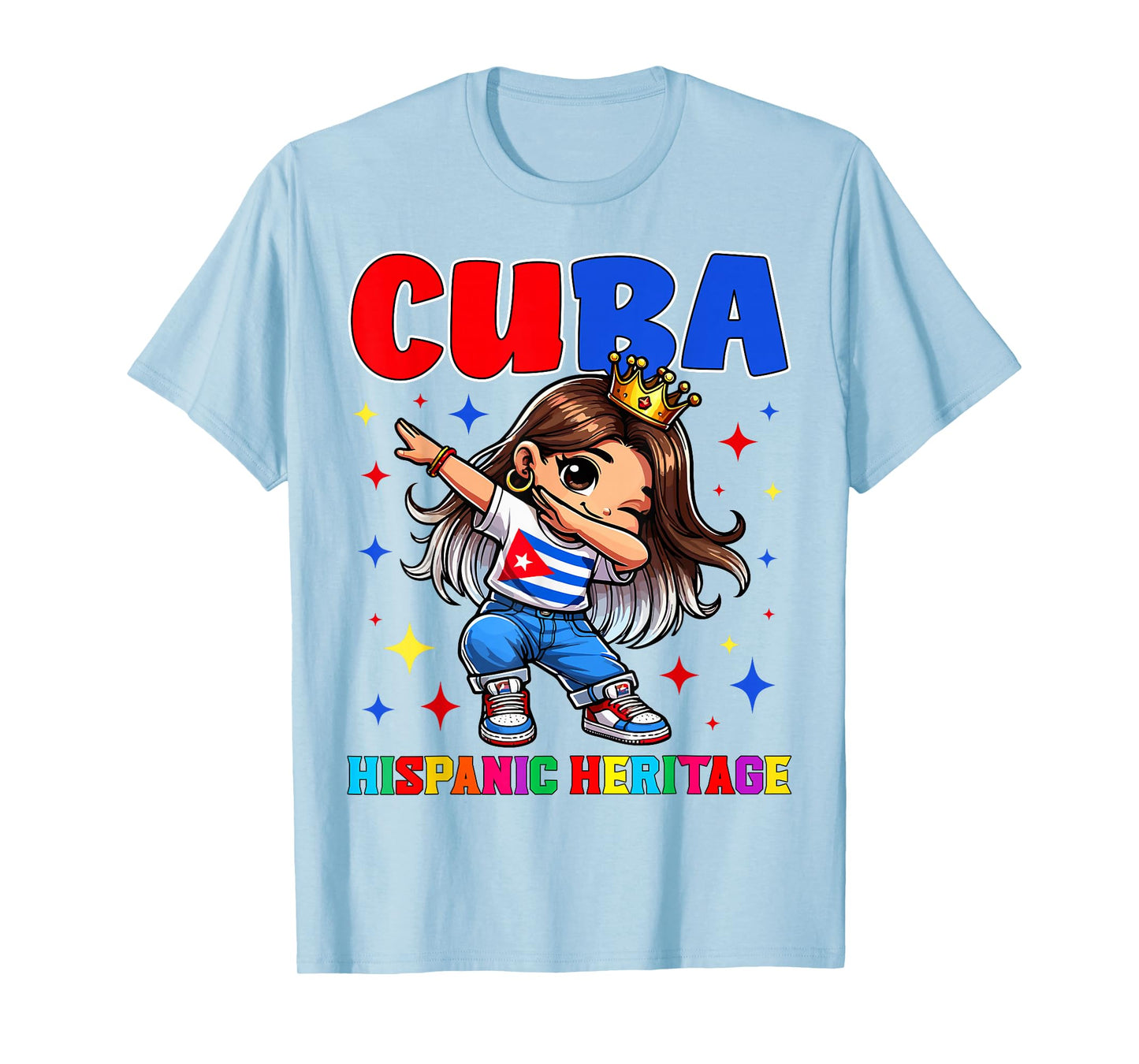 Cuba Dabbing Girl Hispanic Heritage Celebration for Kids T-Shirt