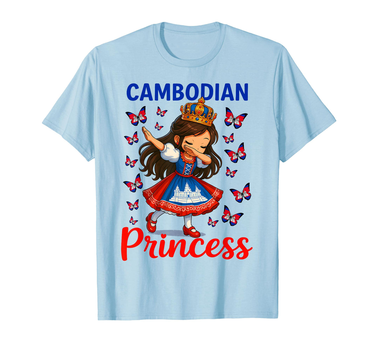 Cambodian Princess Dabbing Girl Cute Khmer Pride Outfit kids T-Shirt