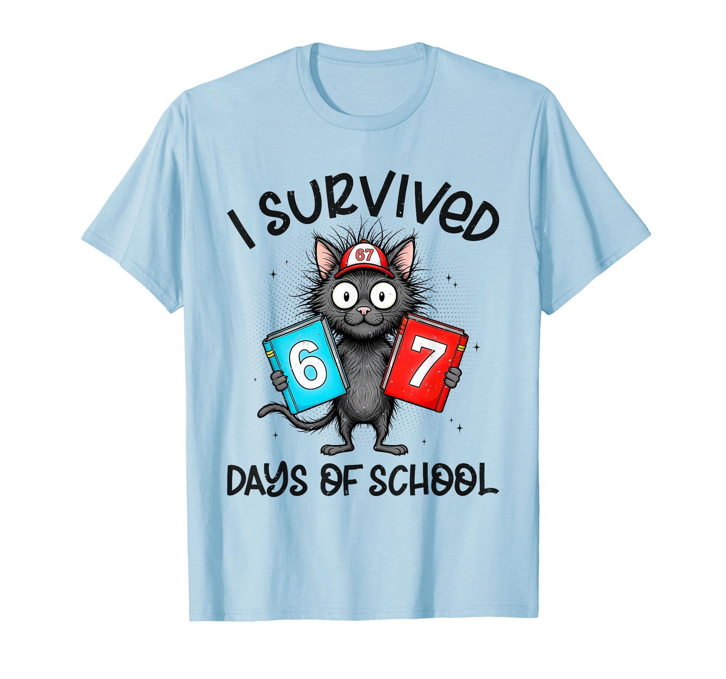 Funny i Survived 67 Days of School Cat Meme for Kids Teacher T-Shirt