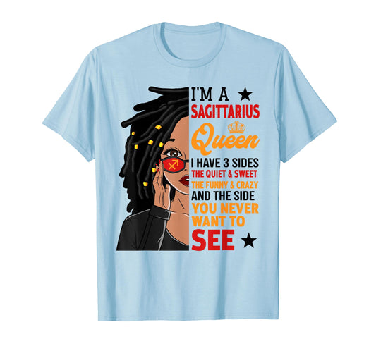 Sagittarius Queen African American Loc'd Woman Zodiac Sign T-Shirt