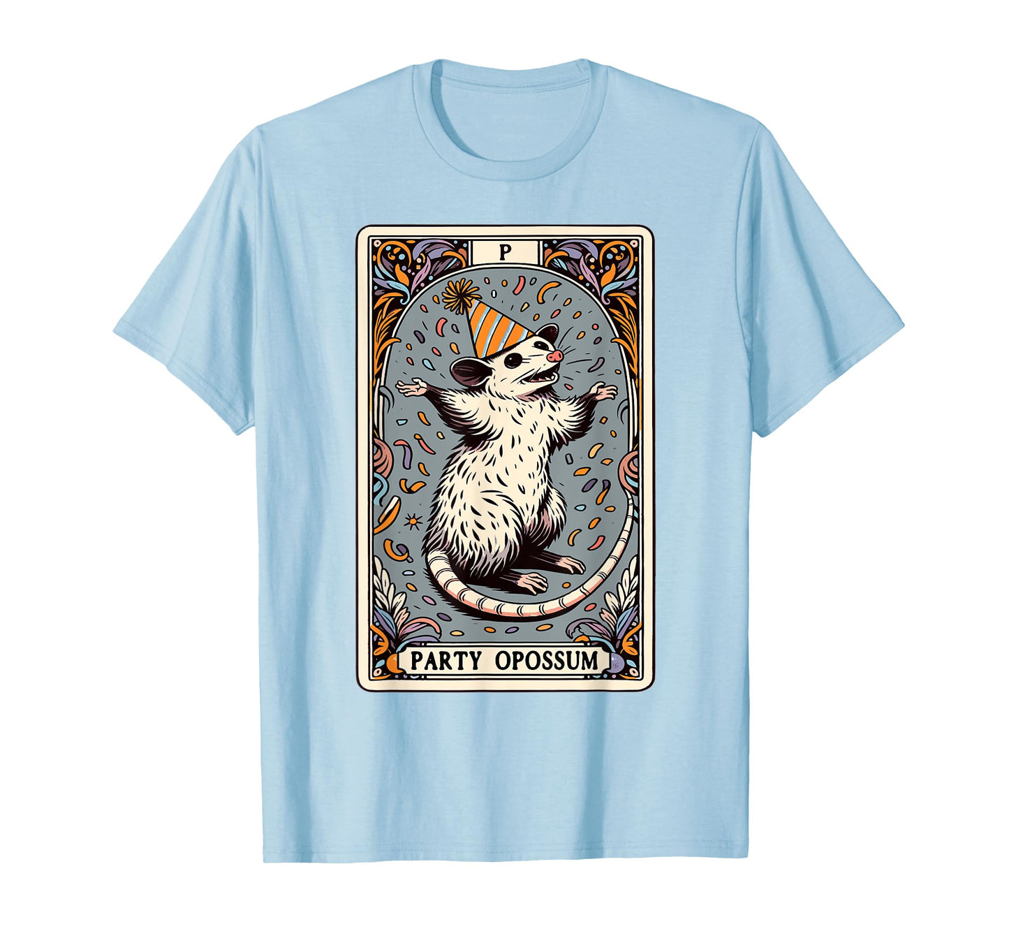 Party Opossum Tarot Card Funny Opossum T-Shirt, Small, Grey