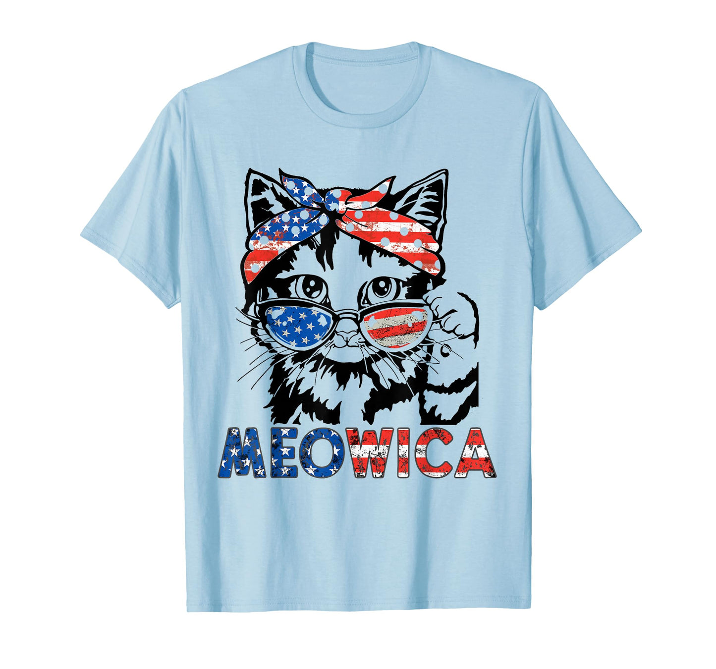 Meowica cat Sunglasses American Flag 4th of July Merica USA T-Shirt