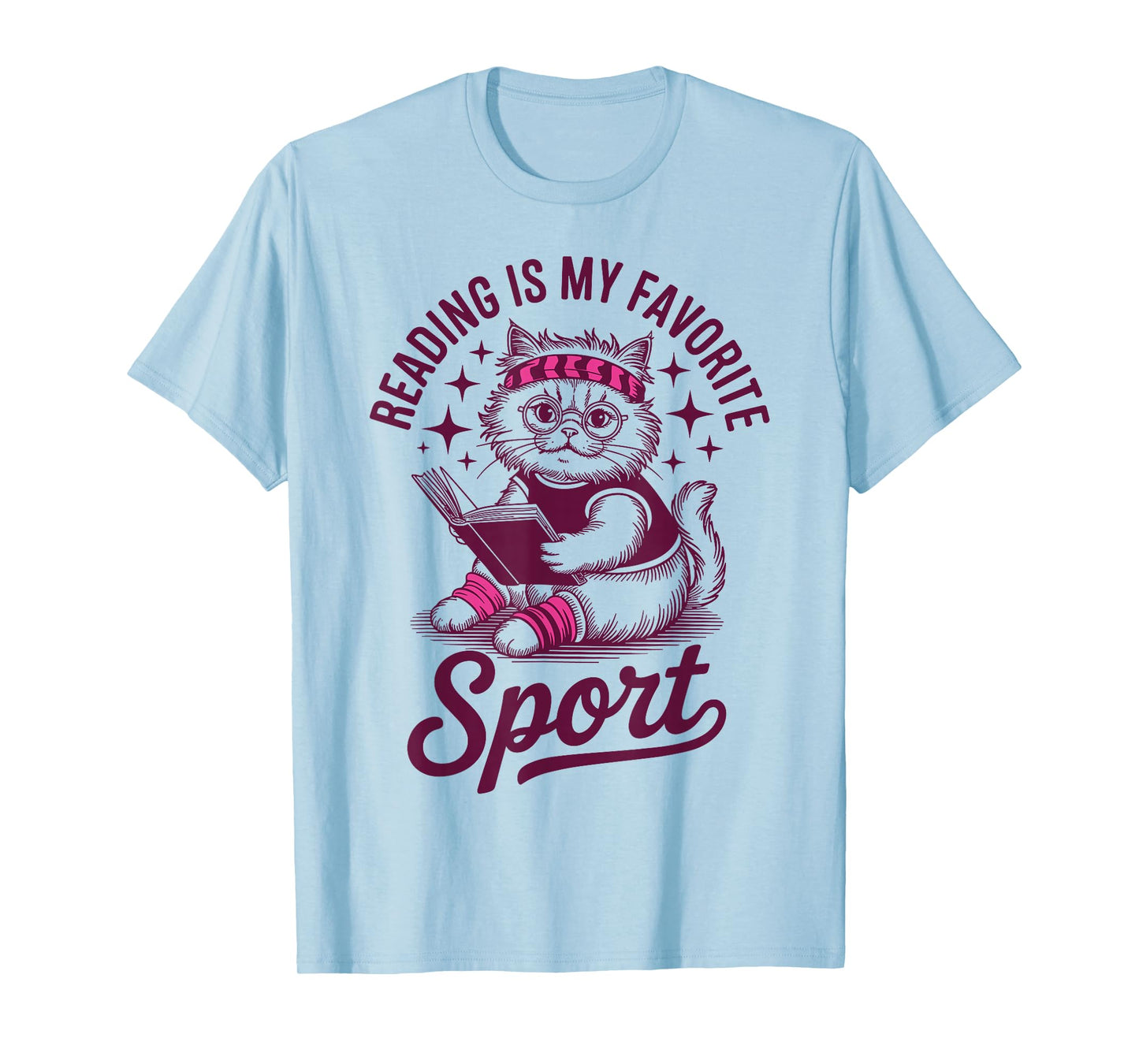 Reading is My Favorite Sport Funny Cat and Book Lover Women T-Shirt