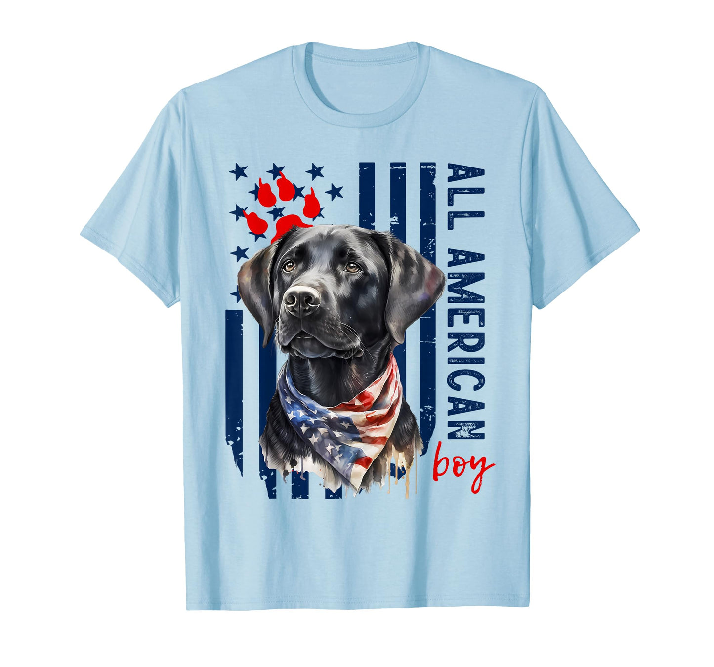 Patriotic USA Flag Black Labrador All American Boy Lab Owner T-Shirt
