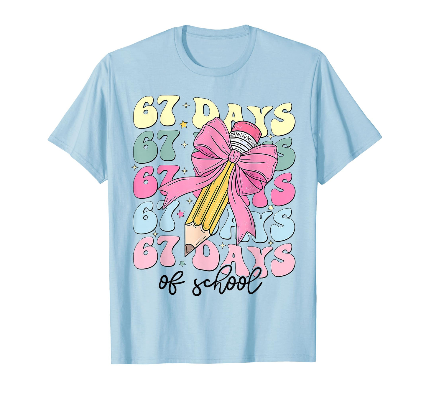 67 Days of School Girls Coquette Bow 67th Day of School T-Shirt