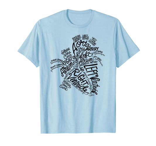 Anatomical Heart Medical Word Art Cloud in Black T-Shirt