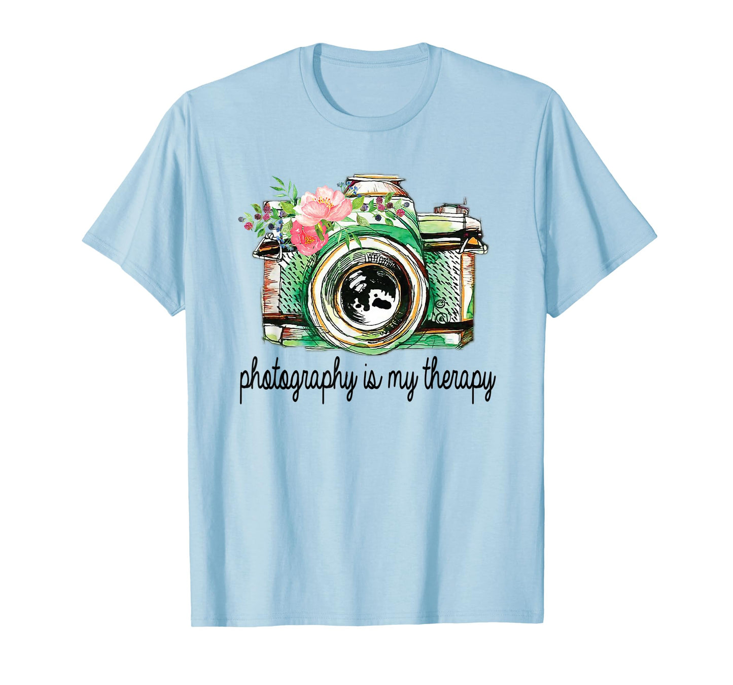 Photography Is My Therapy Vintage Camera With Flowers T-Shirt