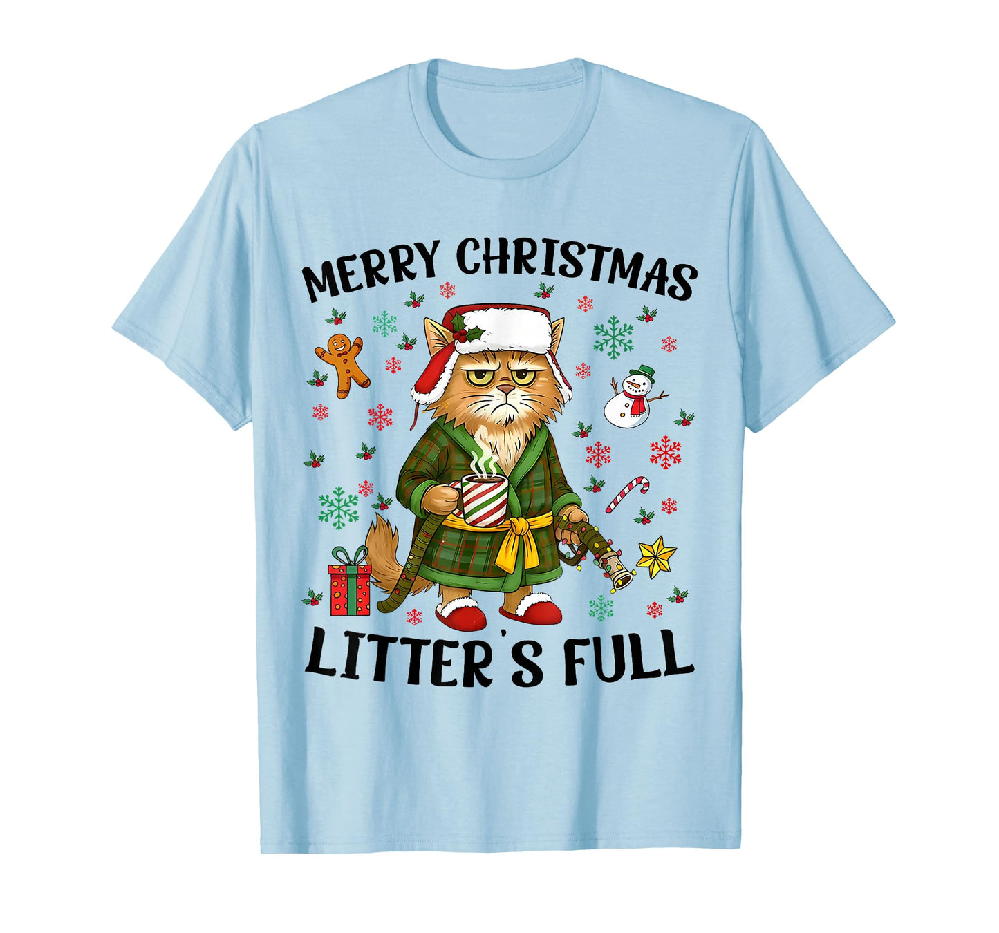 Merry Christmas Litter’s Full Funny Cat Lover T-Shirt