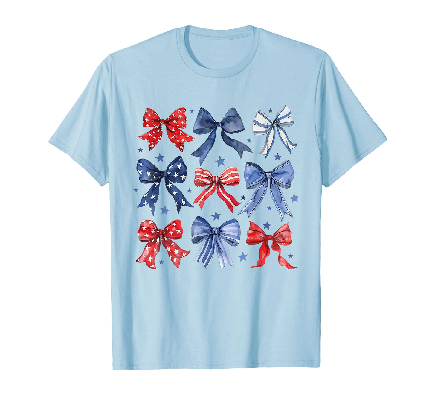 Womens 4th of July Coquette Bow Ribbon Red White and Blue T-Shirt