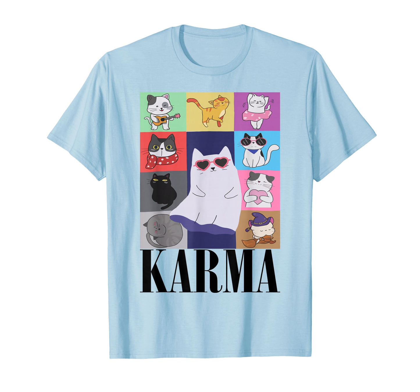 Vintage Cat Music for Teens Girls Kids Women Men Karma T-Shirt