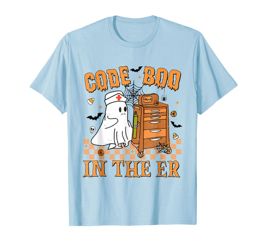Cute Emergency Department Code Boo In The Er Nurse Halloween T-Shirt