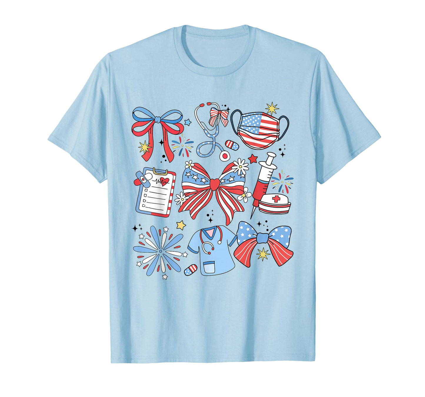 Coquette Bow 4th July Nurse ICU Nurse CRNA Surgical Medical T-Shirt