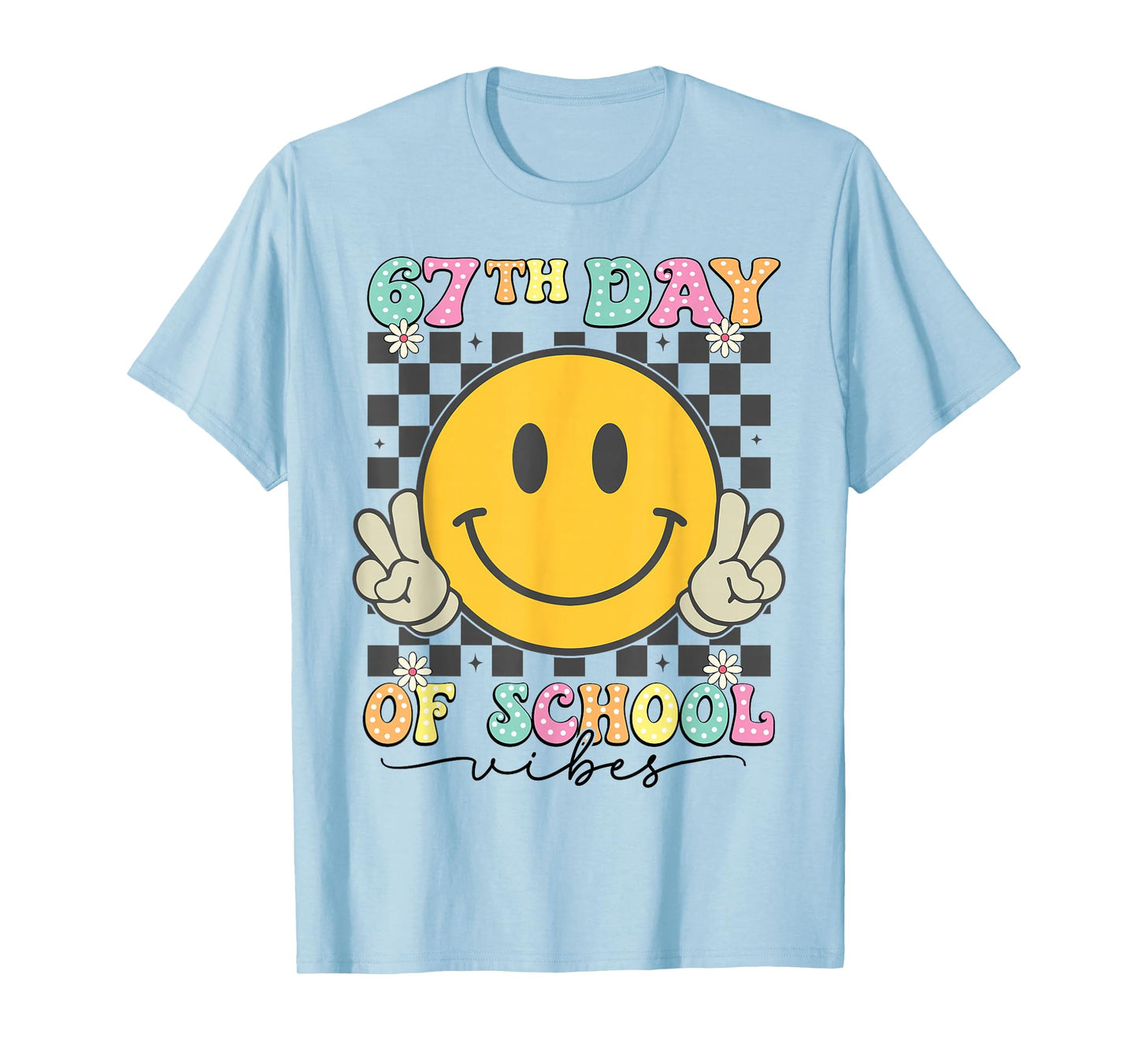 67th Day of School Vibes Groovy 67 Meme Teacher T-Shirt