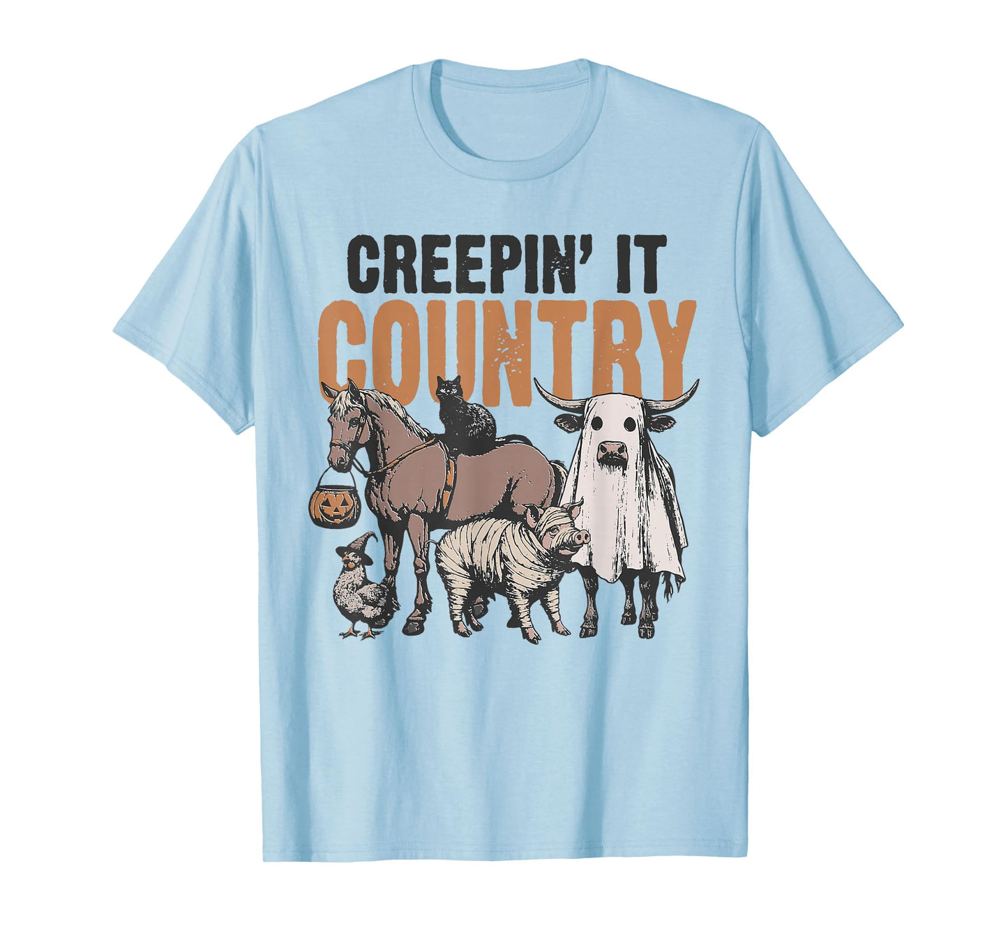 Country Halloween Creepin' It Country Farm Animals Farmers T-Shirt