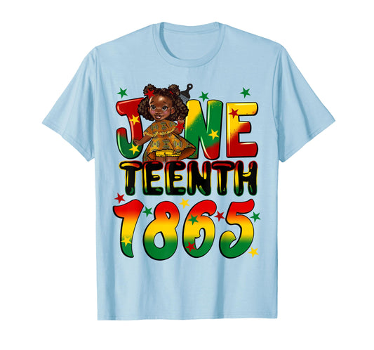 African American Melanin Black Girls Kids Juneteenth 1865 T-Shirt