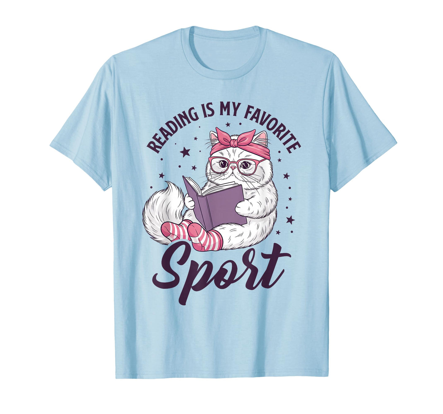 Reading is My Favorite Sport Funny Saying Cat and Book Lover T-Shirt