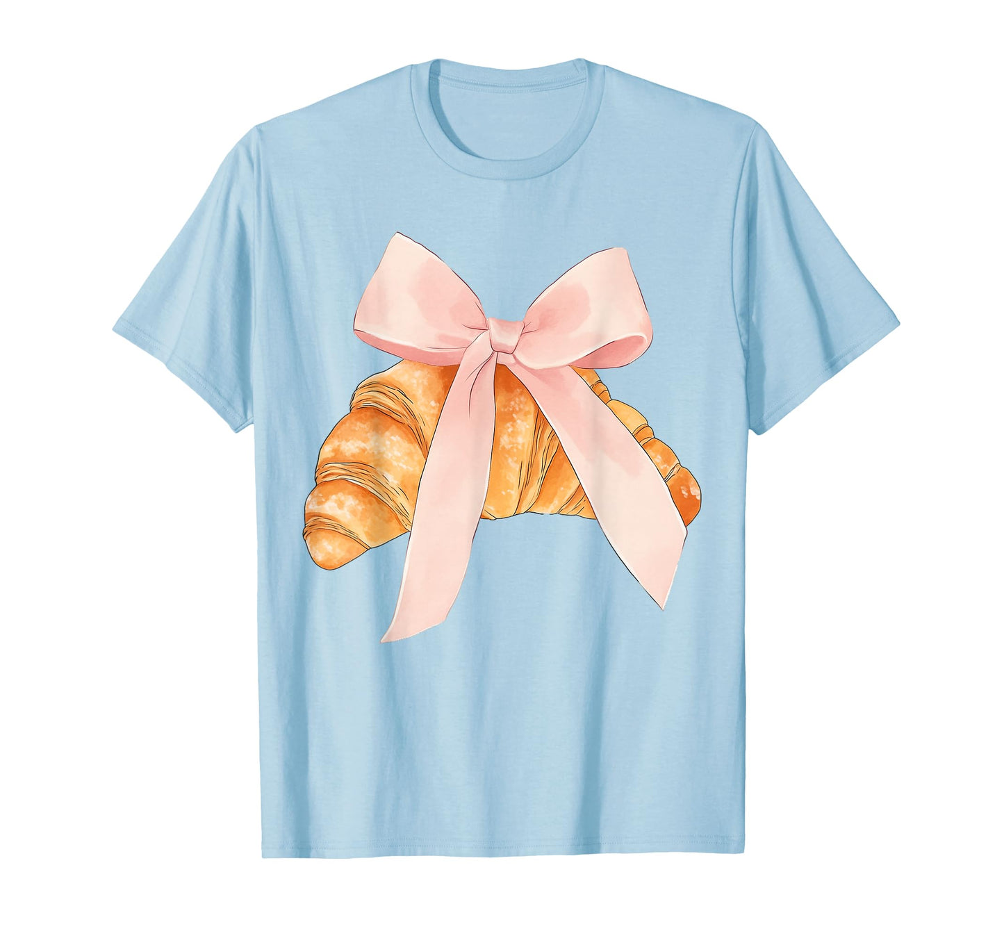 Coquette Pink Bow Croissant Cute Baking Baker Pastry Girl T-Shirt