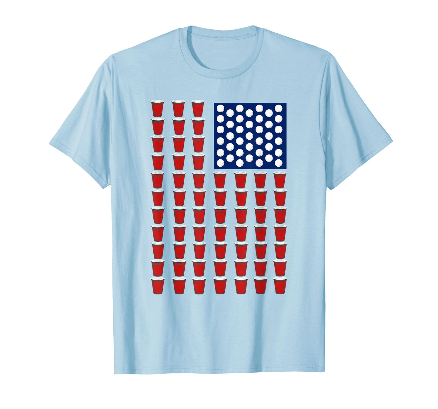 4th of July Trendy Red Solo Cup Beer Pong USA Flag T-Shirt