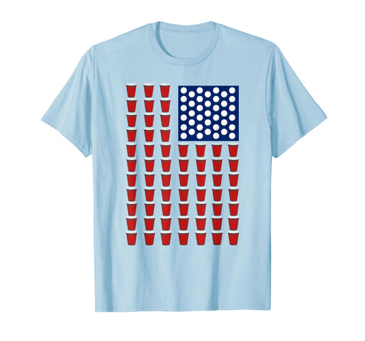 4th of July Trendy Red Solo Cup Beer Pong USA Flag T-Shirt
