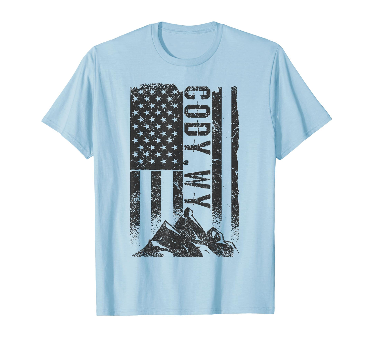 American Flag Patriotic Cody Wyoming Mountains T-Shirt