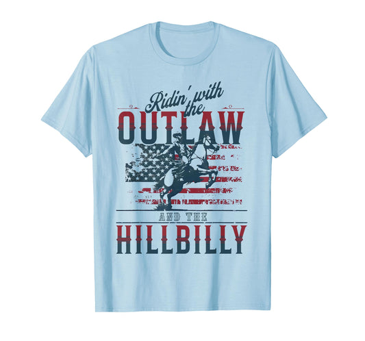 Cowboys Ridin with The Outlaw and The Hillbilly T-Shirt