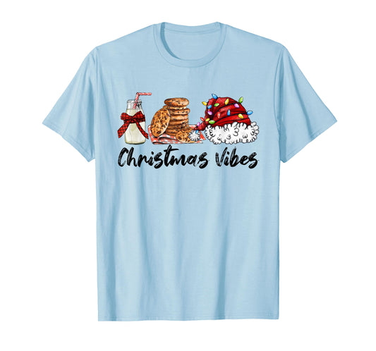 Christmas Vibes Santa Milk and Cookies Xmas Lights T-Shirt