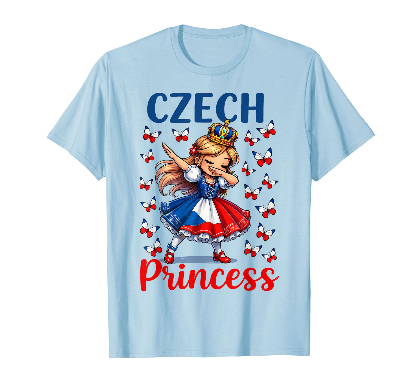Czech Princess Dabbing Girl Cute Czechia Pride Outfit Girls T-Shirt