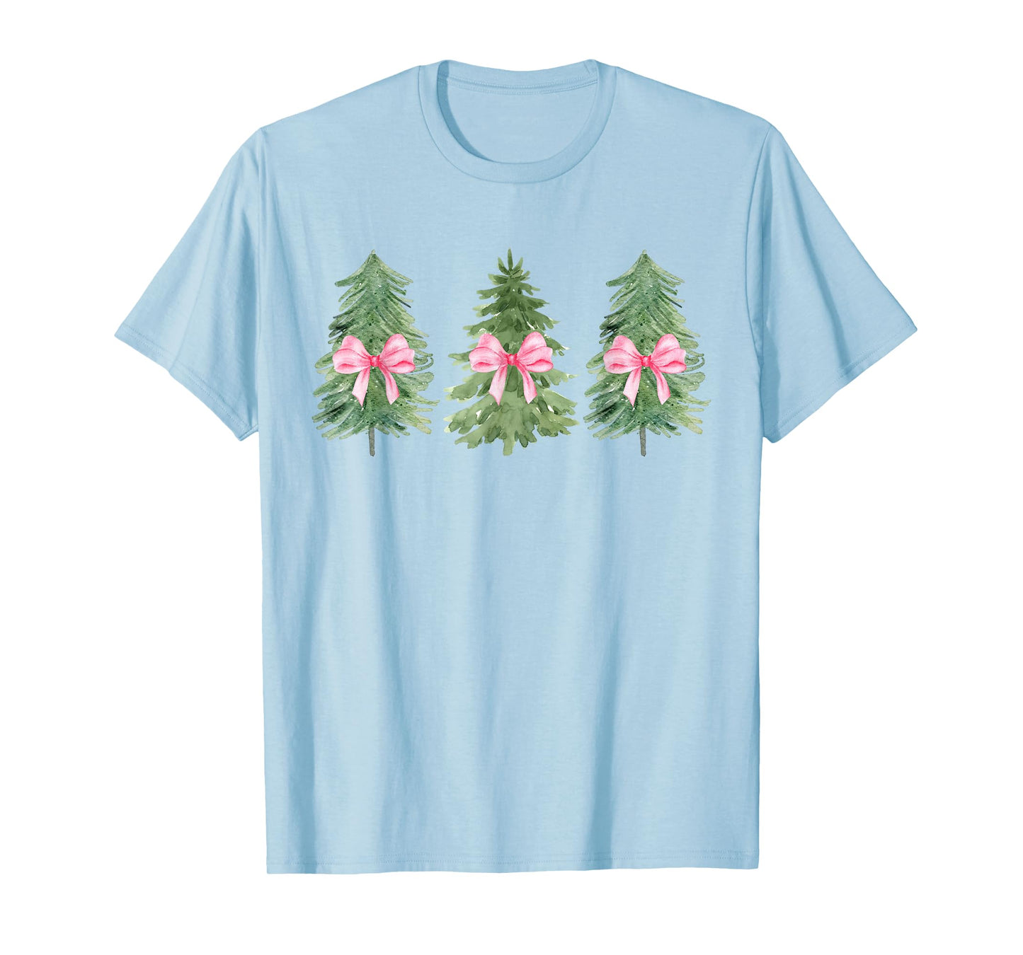 Christmas Tree Coquette Pink Bow Christmas Girly Women Girls T-Shirt