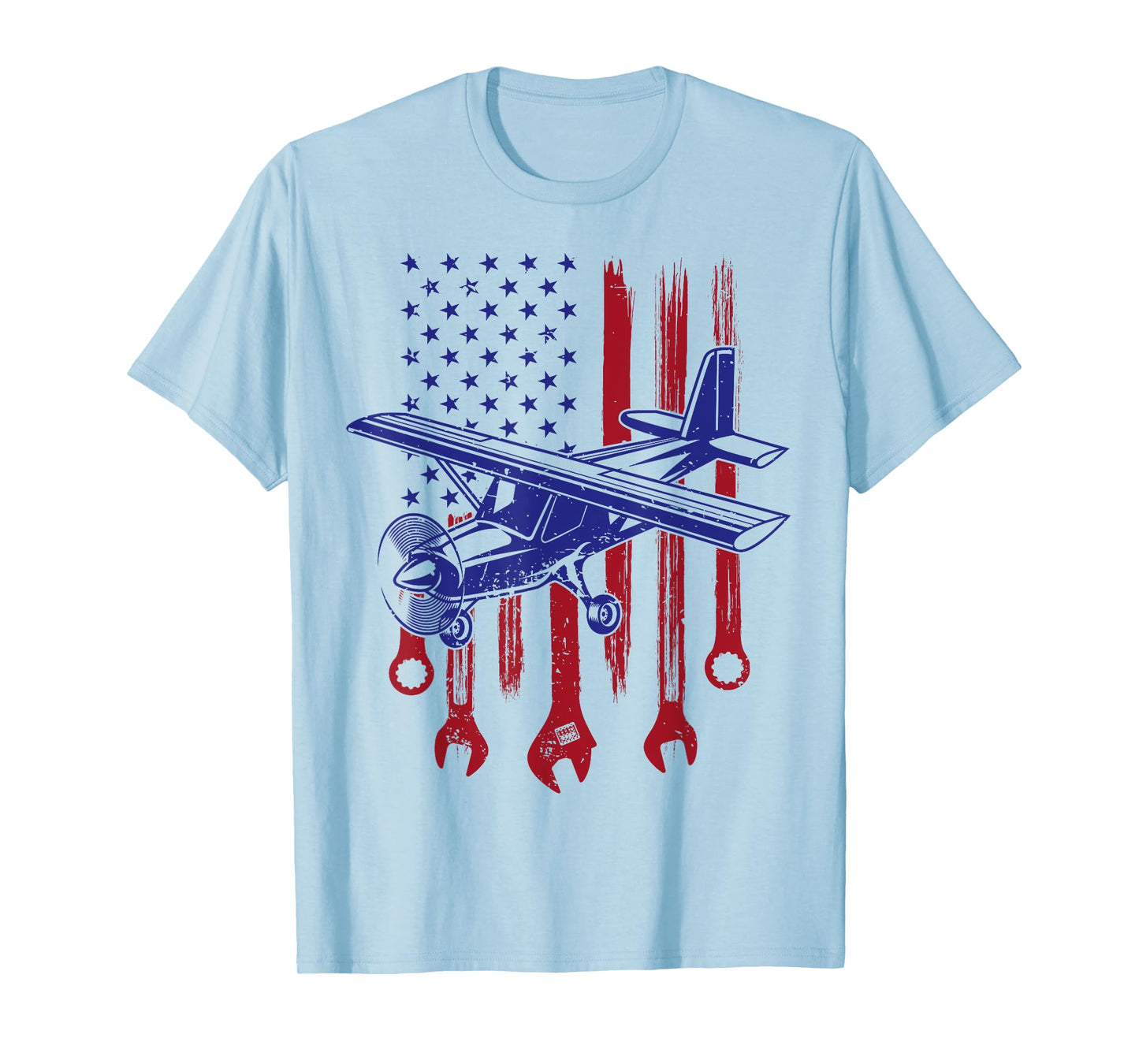 Aircraft Mechanic American Flag Airplane Vintage Gifts Men T-Shirt