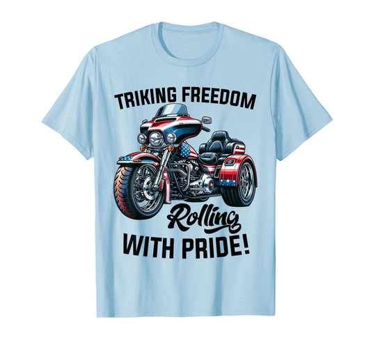 USA Trike Motorcycle Patriotic American Flag Trike Dad T-Shirt