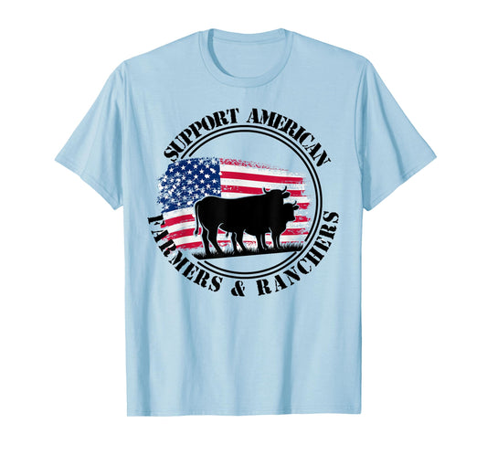 American Flag Patriotic Support American Farmers & Ranchers Women Men T-Shirt