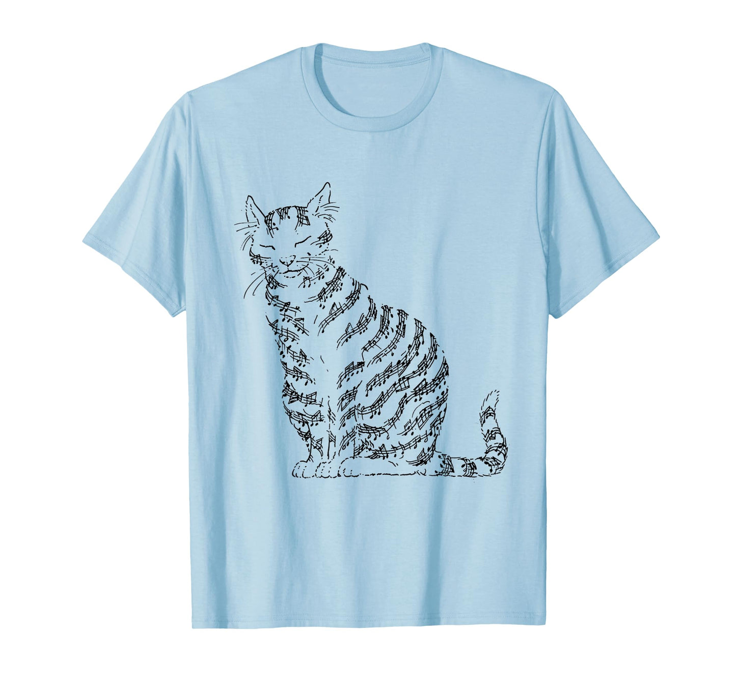 Cute Cat Kitty Playing Music Note Clef Musician Art T-Shirt