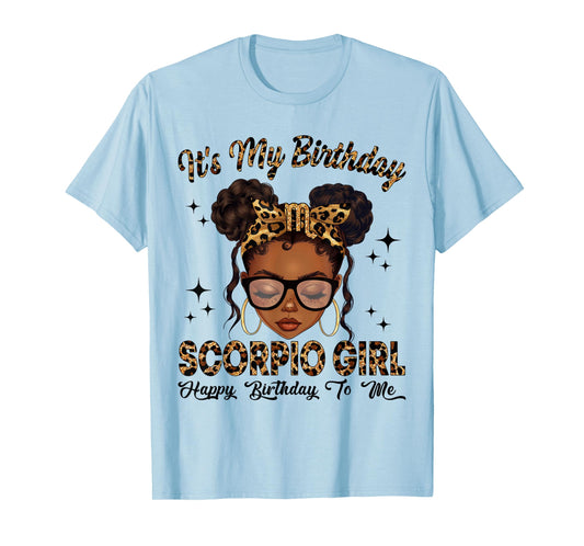 Scorpio Girl Black Woman Messy Bun Afro Girl Zodiac Sign T-Shirt