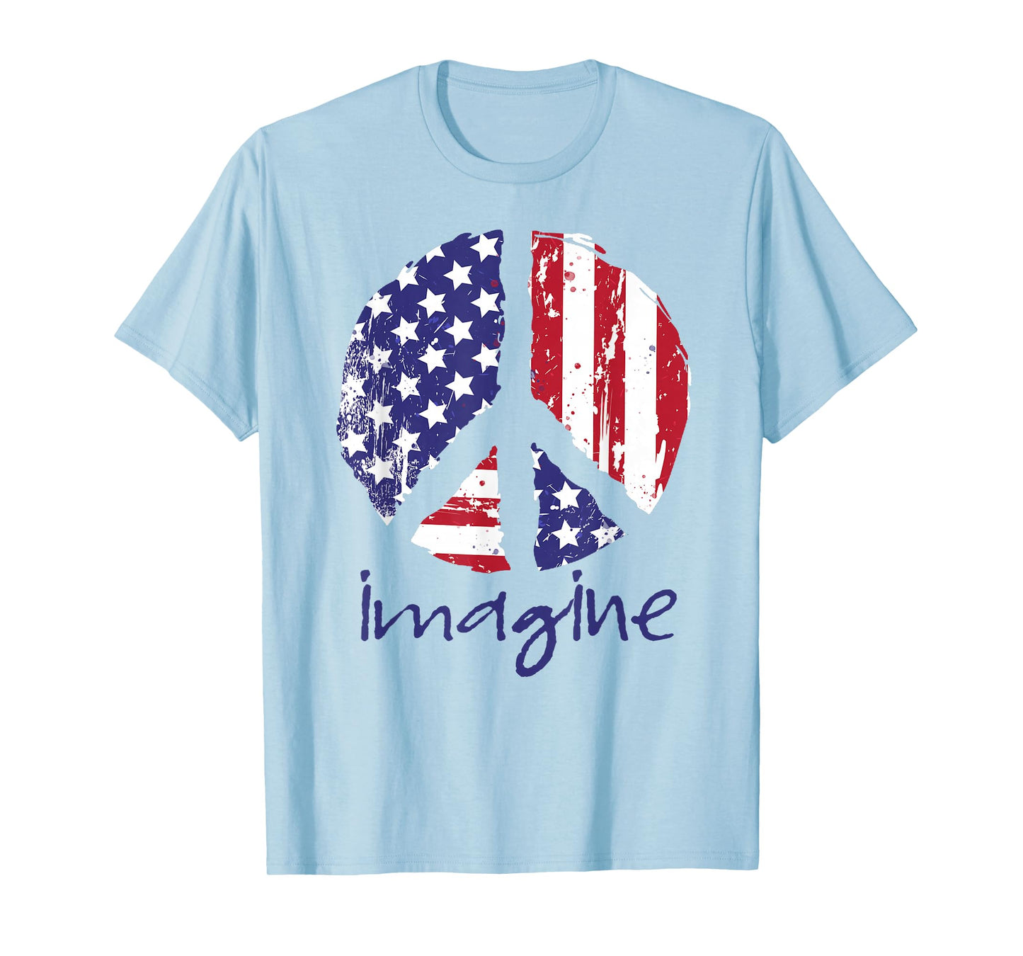 Imagine Peace American Flag USA Peace Sign 4th of July Tee T-Shirt