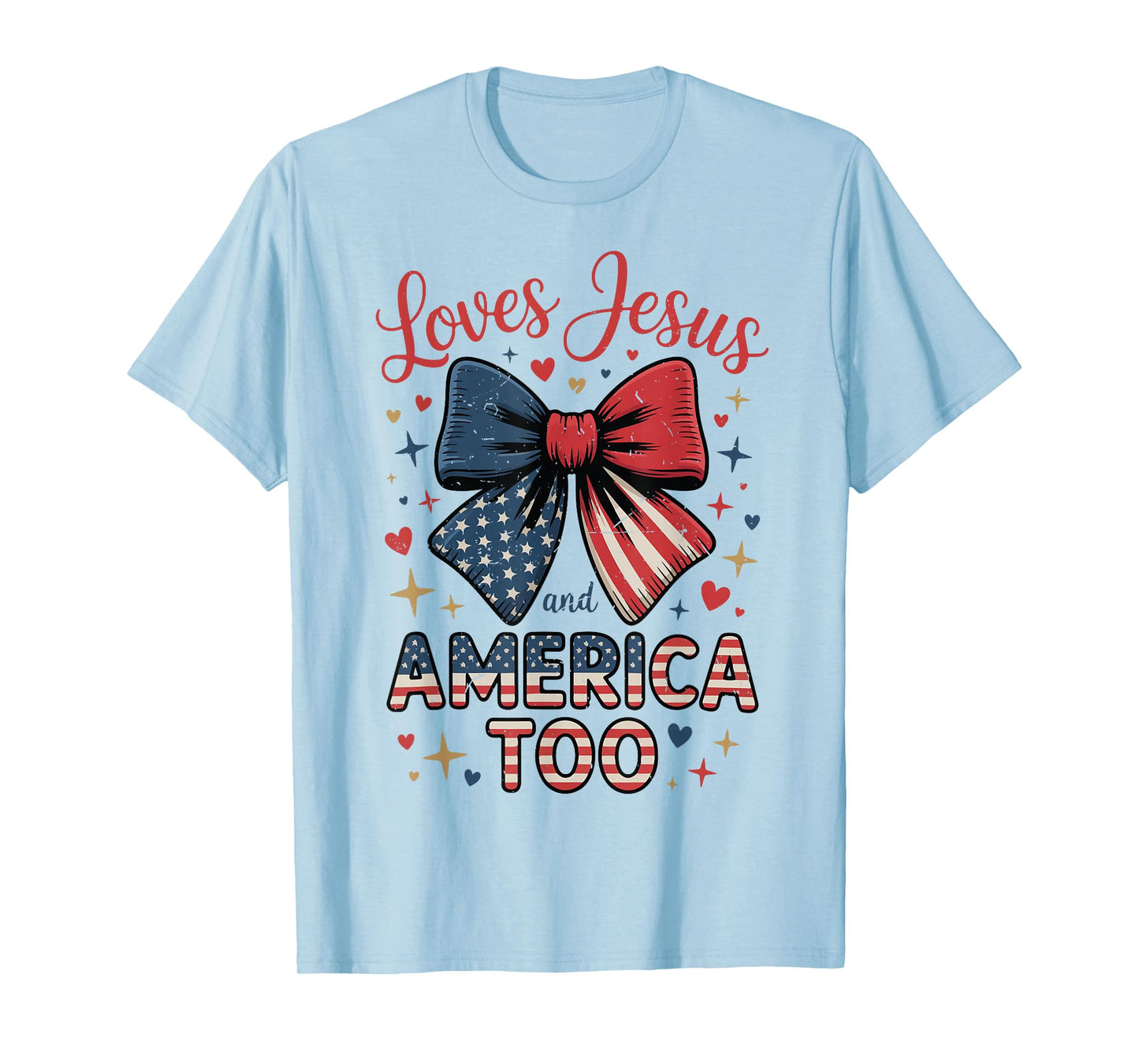 Toddler She Loves Jesus And America Too 4th July Bow Girl T-Shirt