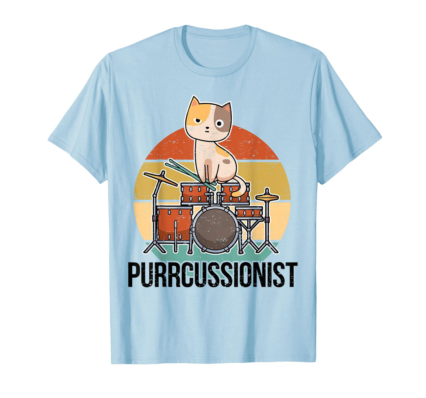 Funny Drumming Cat Percussion T-Shirt