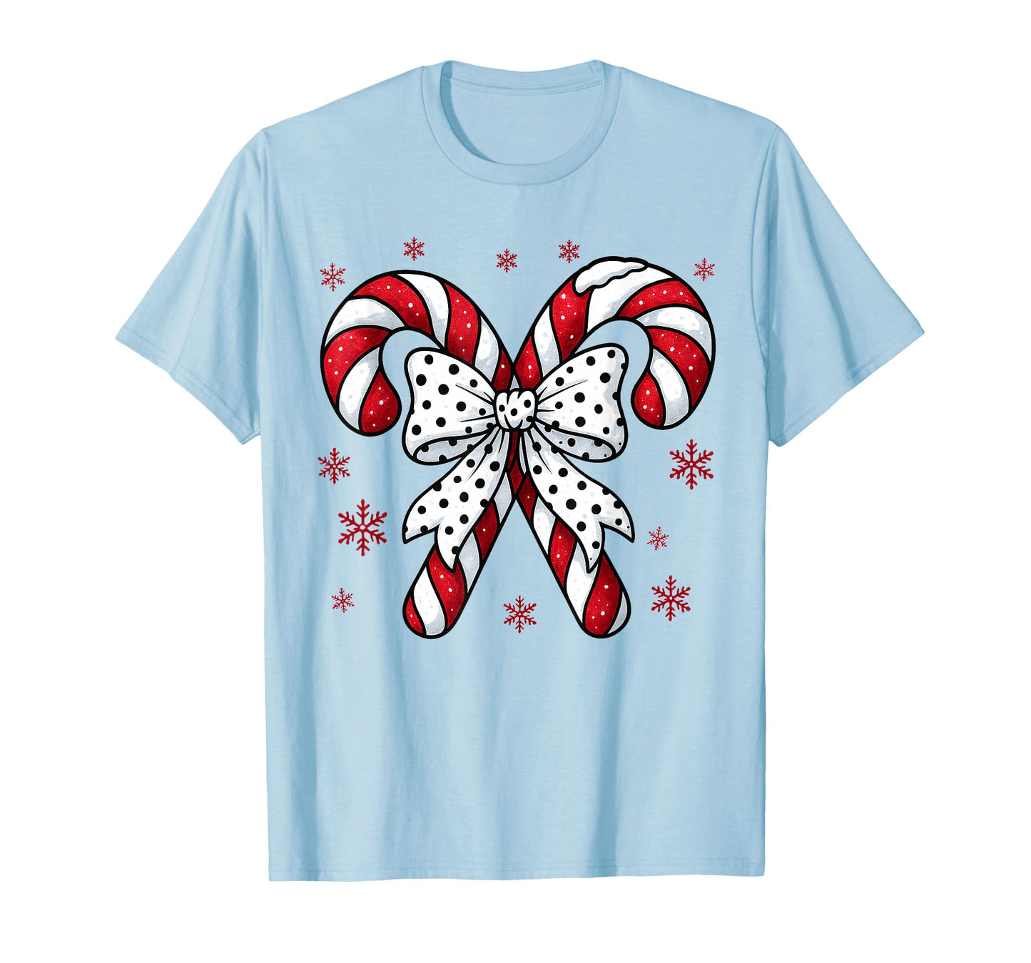 Candy Cane Christmas Season Girls Womens Retro Coquette Bow T-Shirt