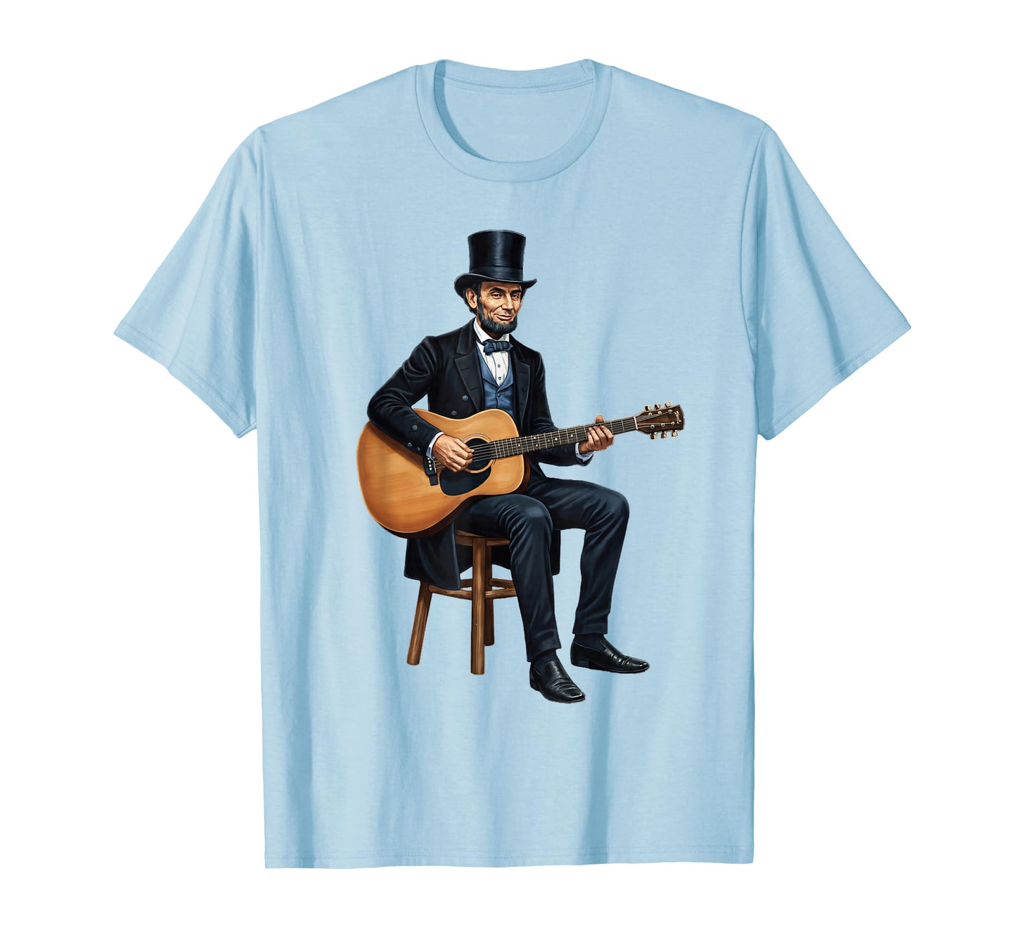 Abraham Lincoln Playing Guitar Funny Music History Tee T-Shirt