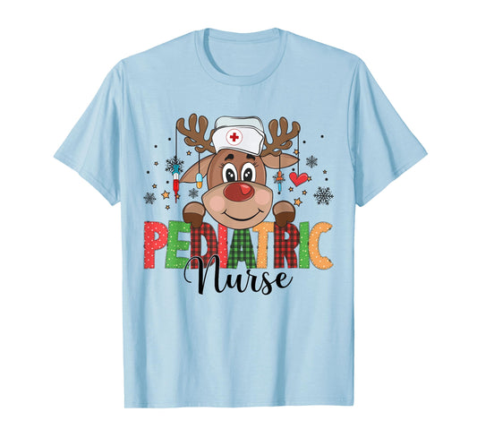 Christmas Pediatric Nurse Reindeer Nursing Xmas T-Shirt