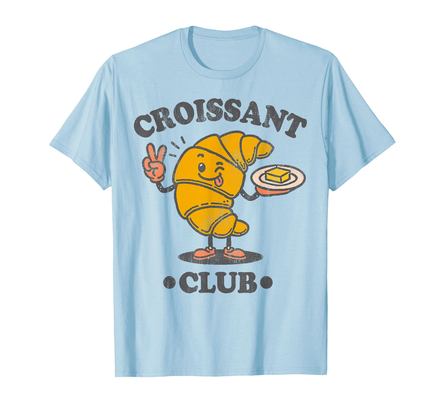 Croissant Club Cute French Pastry Cartoon T-Shirt