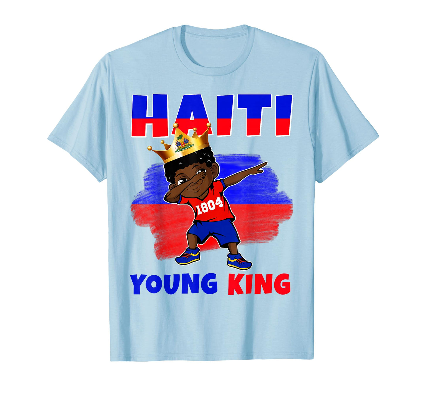 Haiti Young King Haiti Flag Melanin for Black Boys Kids T-Shirt