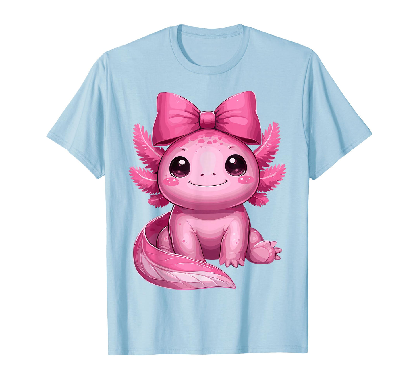 Cute Axolotls With Coquette Bow Axolotl Pink Ribbon T-Shirt