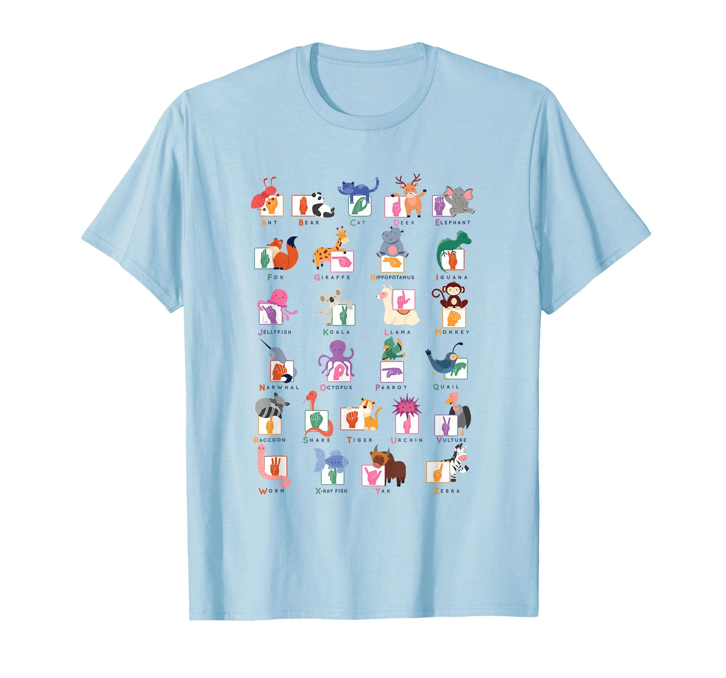American Sign Language Gifts for Teachers ASL Alphabet T-Shirt