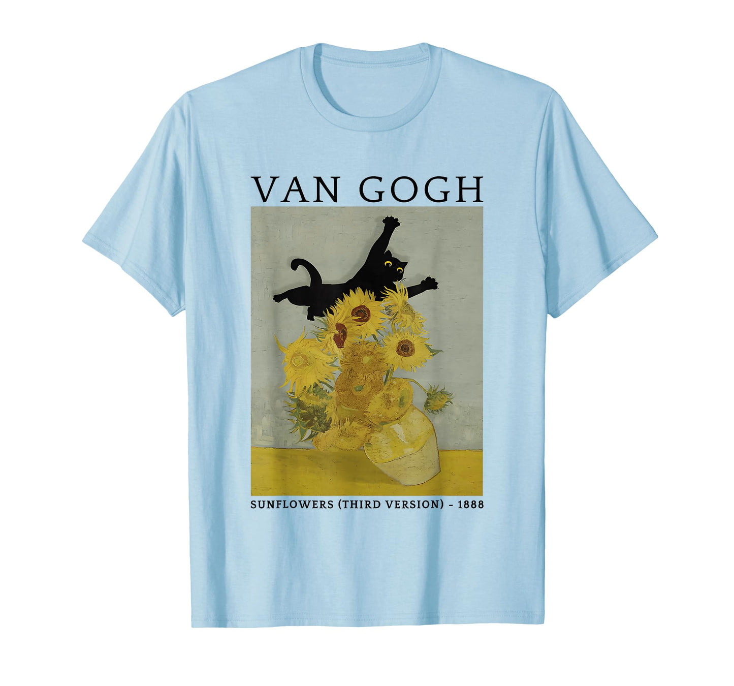 Funny Van Gogh Sunflowers Cat Meme Van Gogh Art Graphic T-Shirt